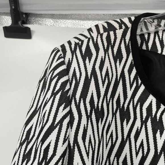 Kasper Womens Open Front Blazer Black/White Print Size 14 Lined - Picture 5 of 9